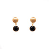 Moon Post Earrings with Drop Round Stone 24K Gold Vermeil