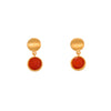 Moon Post Earrings with Drop Round Stone 24K Gold Vermeil