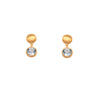 Moon Post Earrings with Drop Round Stone 24K Gold Vermeil