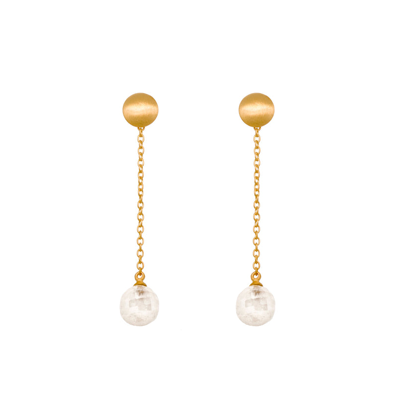 Moon Chain Drop Earrings 24K Gold Vermeil