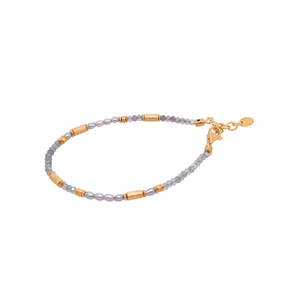 Labradorite and Grey Pearl 3mm Jewelry Set in 24K Fair Trade Gold Vermeil