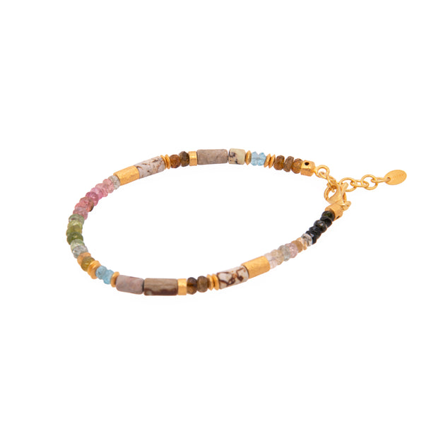 Tourmaline, Jasper and Apatite Necklace and Bracelet Set in 24K Fair Trade Gold Vermeil