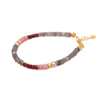 Labradorite, Garnet, Tulite and Grey Pearl 5mm Jewelry Set in 24K Fair Trade Gold Vermeil