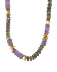 Amethyst and Labradorite 8 mm Necklace and Bracelet with 24K Fair Trade Gold Vermeil