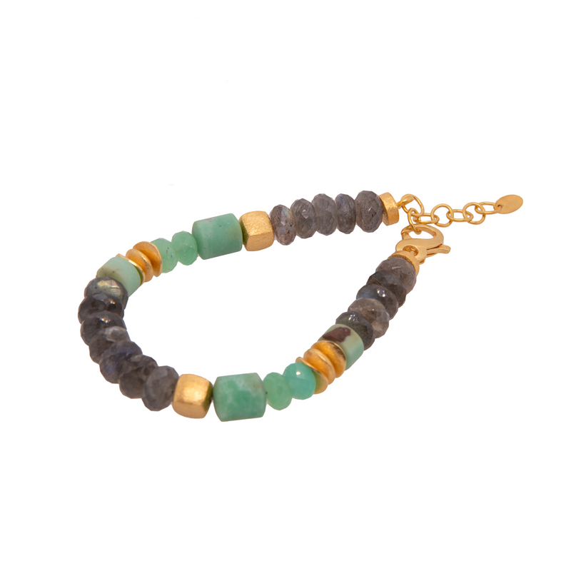 Chrysoprase and Labradorite 8mm Necklace and Bracelet 24K Fair Trade Gold Vermeil