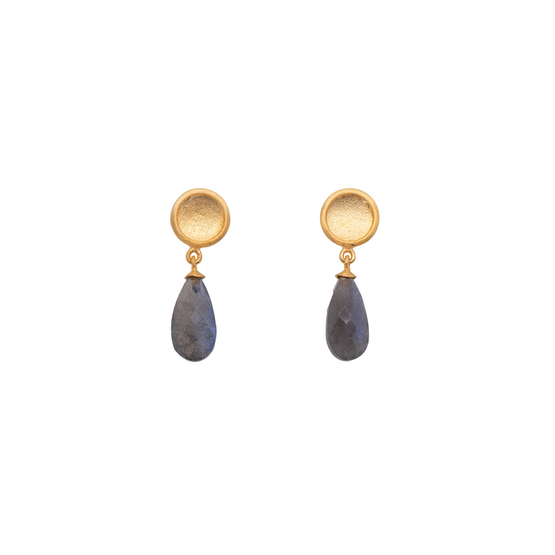 Sun Drop Stone Faceted Earrings 24K Gold Vermeil