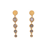 Serenity 4 Bezel Drop Earrings 24K Gold Vermeil