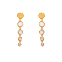 Serenity 4 Bezel Drop Earrings 24K Gold Vermeil