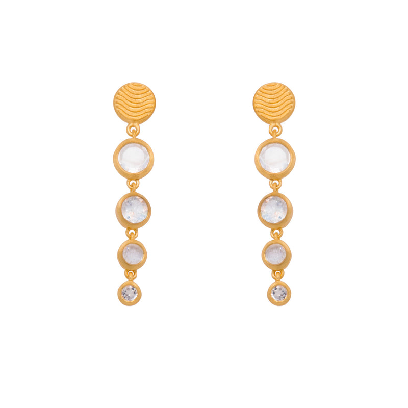 Serenity 4 Bezel Drop Earrings 24K Gold Vermeil