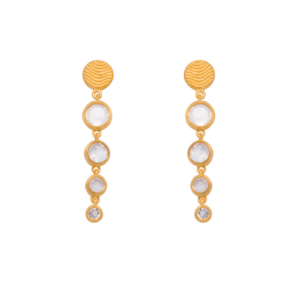 Serenity 4 Bezel Drop Earrings 24K Gold Vermeil