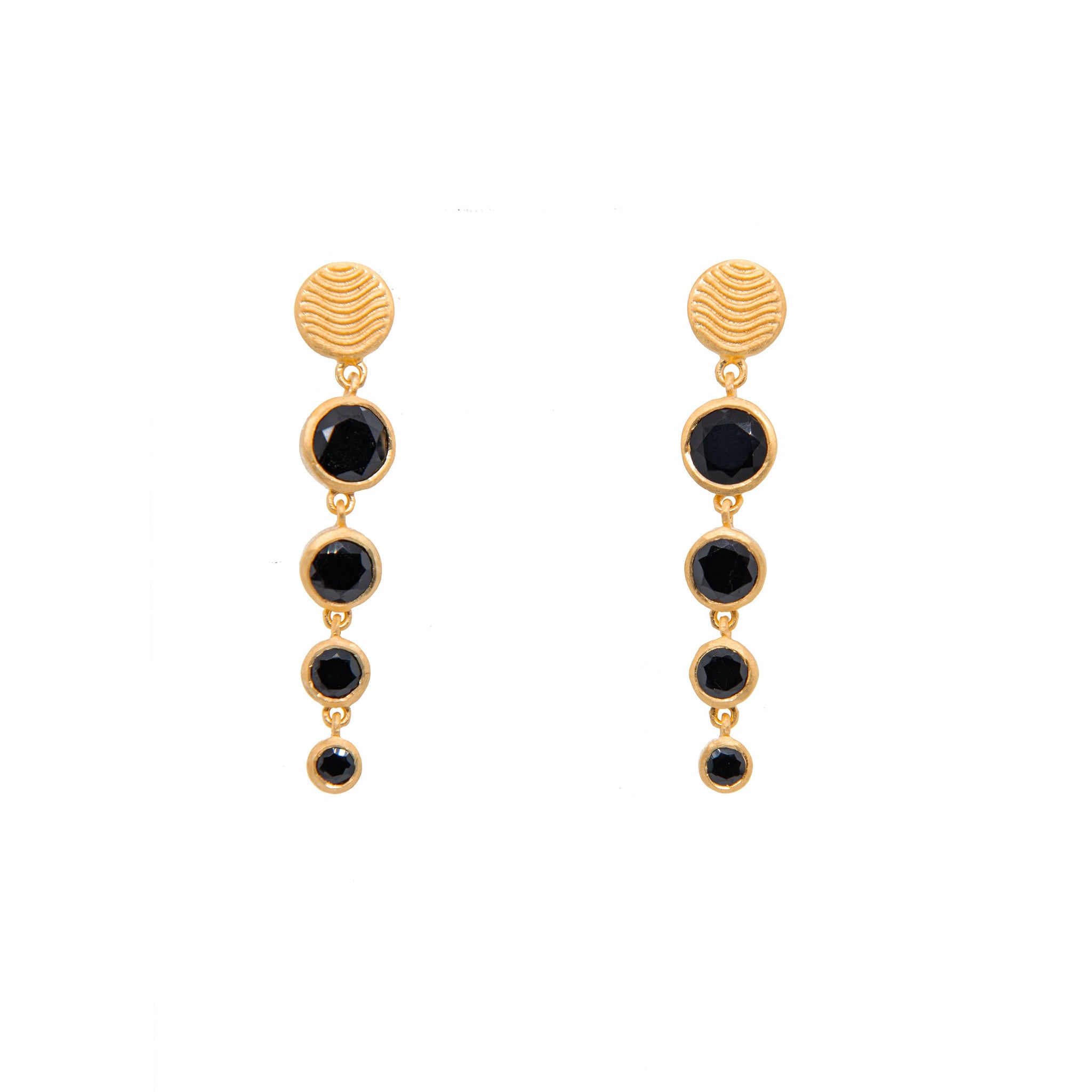 Serenity 4 Bezel Drop Earrings 24K Gold Vermeil