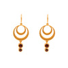 STRENGTH DOUBLE CIRCLE GARNET WIRE EARRINGS 24K GOLD VERMEIL - Joyla Jewelry