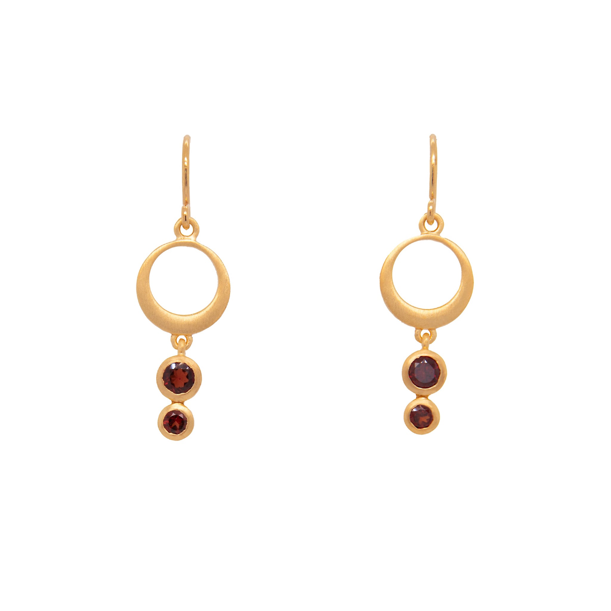 Strength Single Circle Wire Earrings 24K Gold Vermeil in Various Gemstones