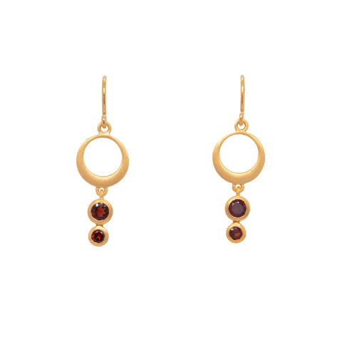 Strength Single Circle Wire Earrings 24K Gold Vermeil in Various Gemstones