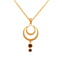 Strength Double Circle Pendant 24K Fair Trade Gold Vermeil in Various Gemstones