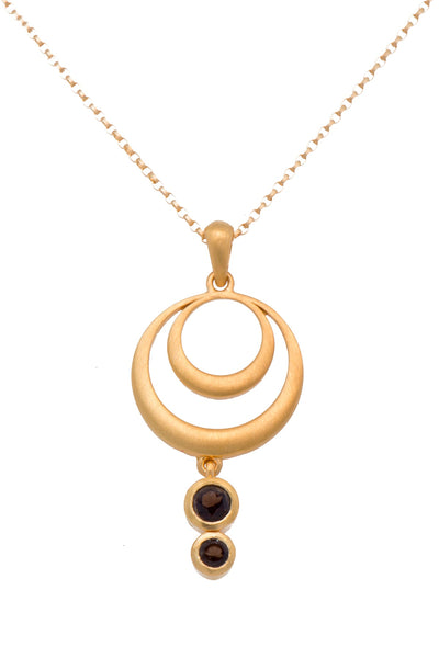 Strength Double Circle Pendant 24K Fair Trade Gold Vermeil in Various Gemstones