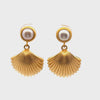 Aloha Shell Pearl Post Drop Earrings 24K Gold Vermeil