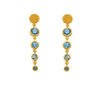 SERENITY FOUR BEZEL SKY BLUE TOPAZ EARRINGS 24K GOLD VERMEIL - Joyla Jewelry