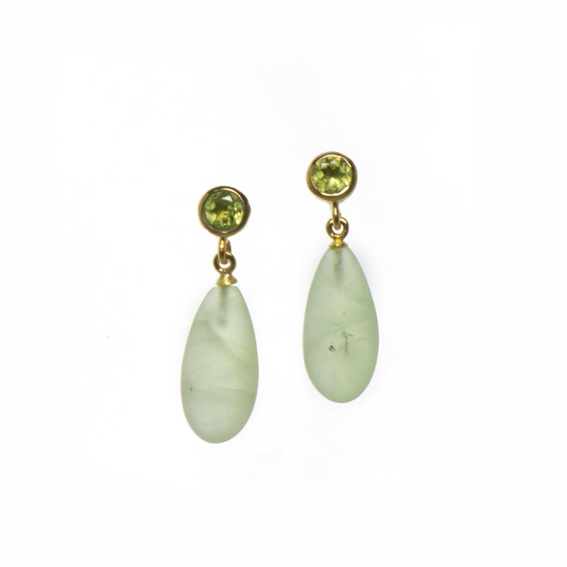 FACETED PERIDOT AND MATTE PREHNITE EARRINGS FAIR TRADE 24K GOLD VERMEIL - Joyla Jewelry