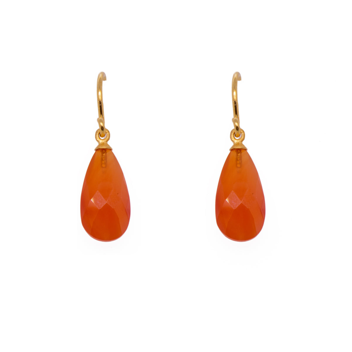 Carnelian Faceted Drop Stone Joyla Signature Wire Earrings 24K Gold ...