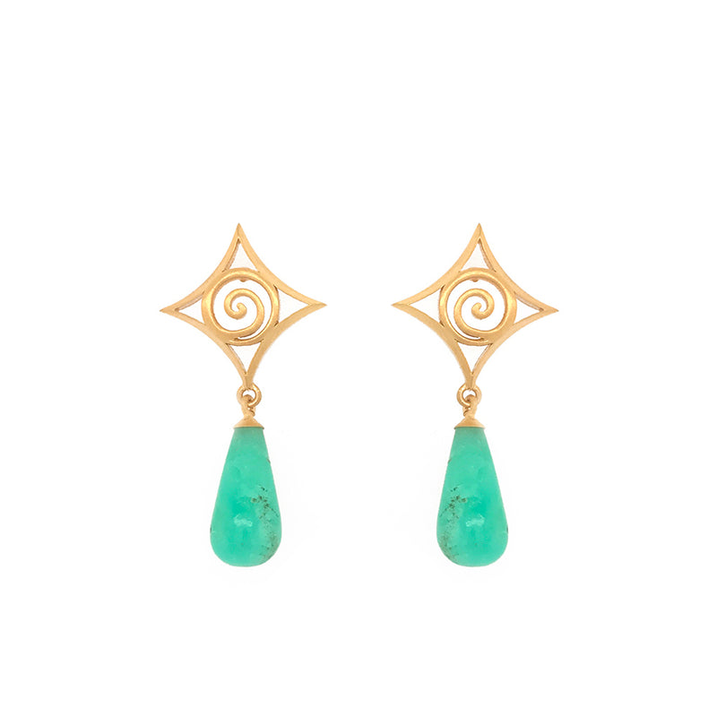 Gratitude Cabochon Drop Post Earrings 24K Gold Vermeil