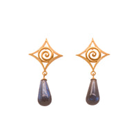 Gratitude Cabochon Drop Post Earrings 24K Gold Vermeil