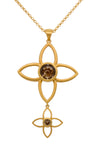 JOY FLOWER DOUBLE PENDANT 40MM AND 20MM SMOKY QUARTZ 24K GOLD VERMEIL - Joyla Jewelry