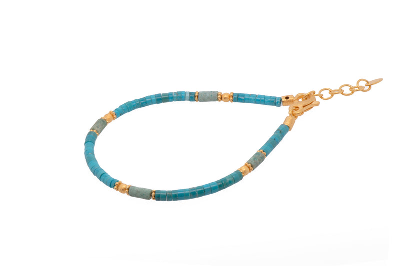 Turquoise and Chrysocolla 3mm Jewelry Set in 24K Fair Trade Gold Vermeil