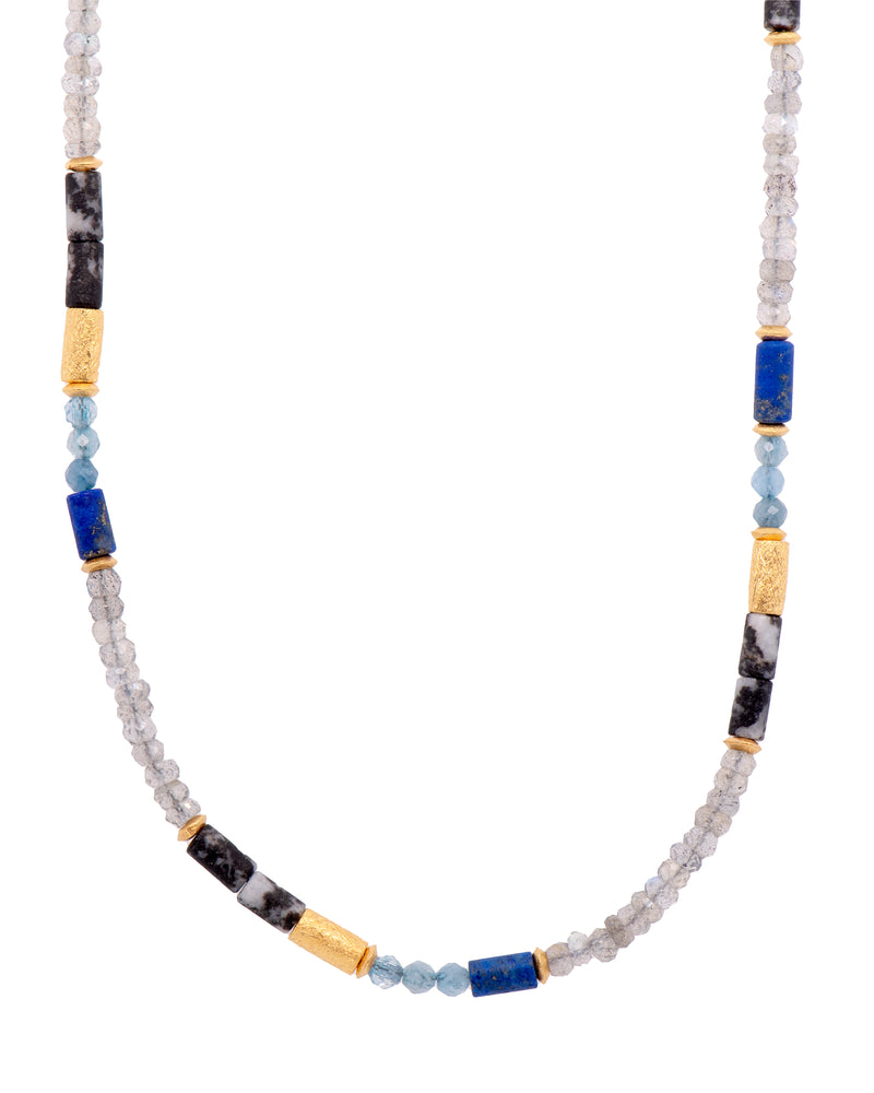 Labradorite, Lapis, Aquamarine, and Jasper 3mm Jewelry Set in 24K Fair Trade Gold Vermeil