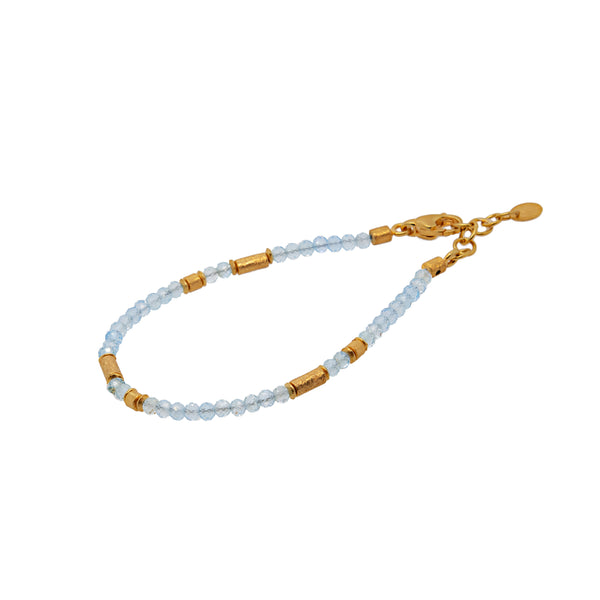 Blue Topaz 3mm Necklace and Bracelet in 24K Fair Trade Gold Vermeil