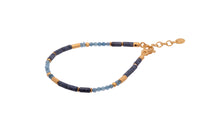 Dumortierite, London Blue Topaz, and Aquamarine 3mm Bracelet and Necklace 24K Gold Vermeil