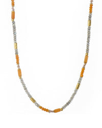 Labradorite and Carnelian 3mm Necklace and Bracelet with 24K Fair Trade Gold Vermeil