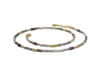 LABRADORITE, RUBY & NATURAL PEARL NECKLACE 3MM FAIR TRADE 24K GOLD VERMEIL - Joyla Jewelry