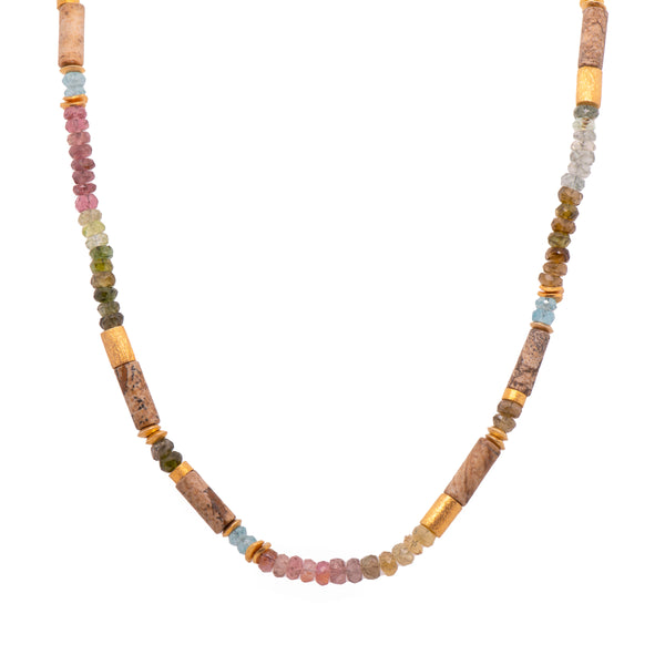 Tourmaline, Jasper and Apatite Necklace and Bracelet Set in 24K Fair Trade Gold Vermeil