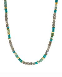 Turquoise, Labradorite and Chrysocolla 5mm Necklace and Bracelet 24K Fair Trade Gold Vermeil