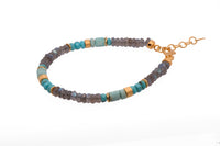 Turquoise, Labradorite and Chrysocolla 5mm Necklace and Bracelet 24K Fair Trade Gold Vermeil