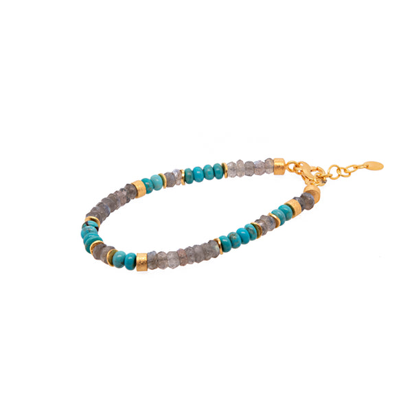 Labradorite and Turquoise 5mm Jewelry with 24K Fair Trade Gold Vermeil