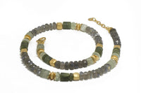 LABRADORITE & PREHNITE NECKLACE 8MM FAIR TRADE 24K GOLD VERMEIL - Joyla Jewelry