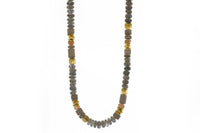 LABRADORITE, MOONSTONE & SMOKY QUARTZ 8MM NECKLACE FAIR TRADE 24K GOLD VERMEIL - Joyla Jewelry