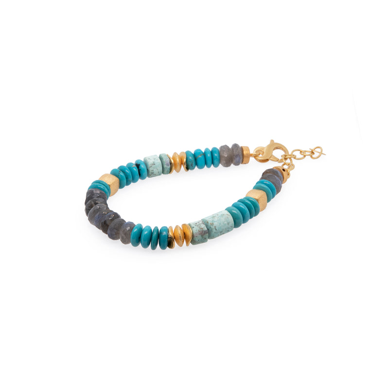 Turquoise, Labradorite, and Chrysocolla 8mm Jewelry Set with 24K Fair Trade Gold Vermeil