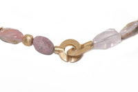 FLAME, ROSE QUARTZ, PINK OPALITE & PEARLS NECKLACE FAIR TRADE GOLD VERMEIL - Joyla Jewelry