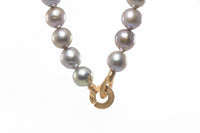 FLAME POST & GREY PEARL BAROUQE NECKLACE FAIR TRADE 24K GOLD VERMEIL - Joyla Jewelry