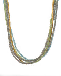 Multi Strand Labradorite, Peridot, Apatite and Gold Tube Jewelry Set 24K Fair Trade Gold Vermeil