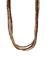 Multi Strand Garnet, Labradorite, Zircon and Gold Tube Necklace 24K Fair Trade Gold Vermeil